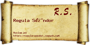 Regula Sándor névjegykártya